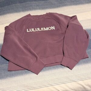 Lululemon Scuba Oversized Wordmark Cropped Lavender Sweatshirt
